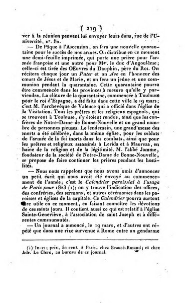 L'ami de la religion et du roi journal ecclesiastique, politique et litteraire