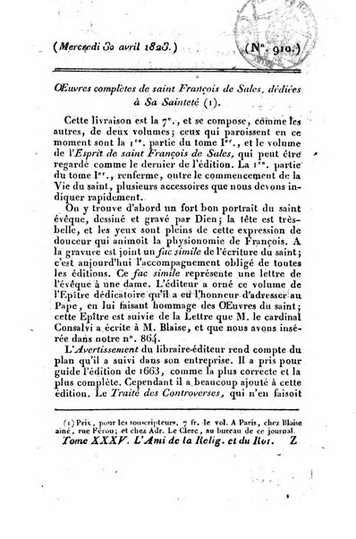 L'ami de la religion et du roi journal ecclesiastique, politique et litteraire