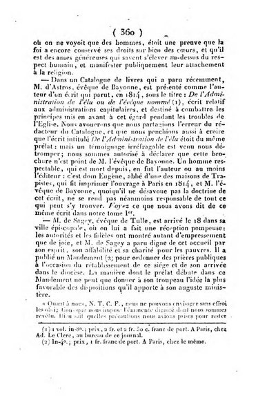 L'ami de la religion et du roi journal ecclesiastique, politique et litteraire