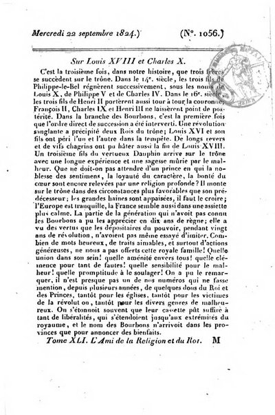 L'ami de la religion et du roi journal ecclesiastique, politique et litteraire