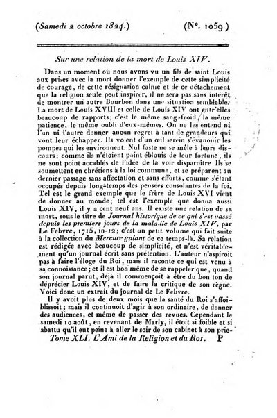 L'ami de la religion et du roi journal ecclesiastique, politique et litteraire