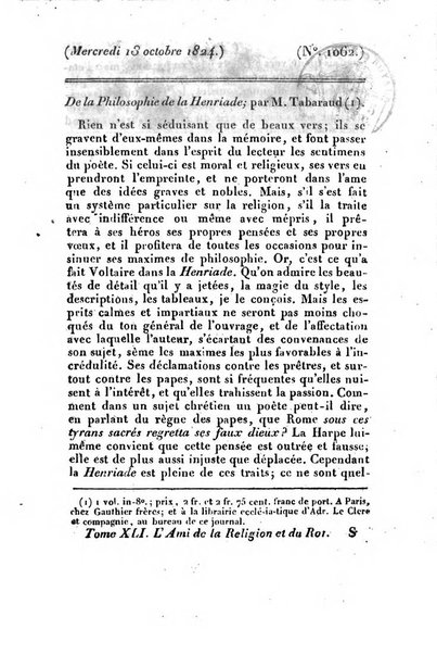 L'ami de la religion et du roi journal ecclesiastique, politique et litteraire