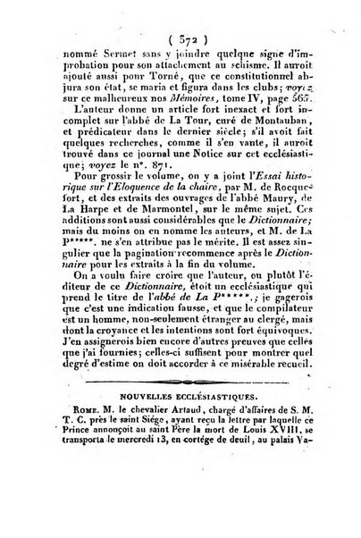 L'ami de la religion et du roi journal ecclesiastique, politique et litteraire