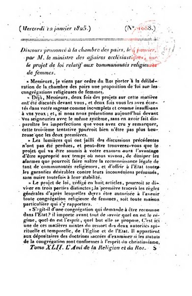 L'ami de la religion et du roi journal ecclesiastique, politique et litteraire