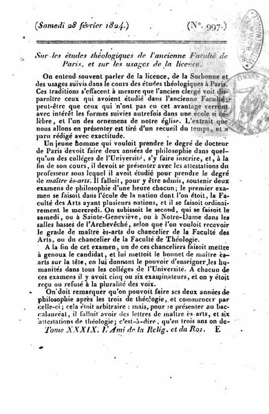 L'ami de la religion et du roi journal ecclesiastique, politique et litteraire