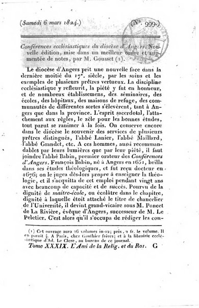 L'ami de la religion et du roi journal ecclesiastique, politique et litteraire