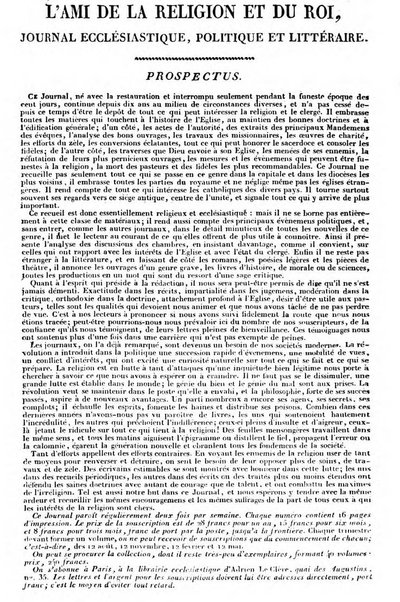 L'ami de la religion et du roi journal ecclesiastique, politique et litteraire