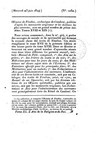 L'ami de la religion et du roi journal ecclesiastique, politique et litteraire