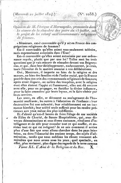 L'ami de la religion et du roi journal ecclesiastique, politique et litteraire