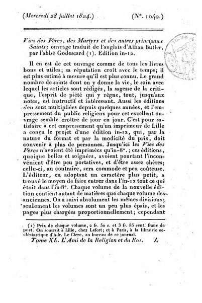 L'ami de la religion et du roi journal ecclesiastique, politique et litteraire