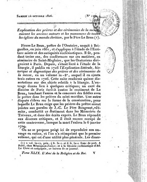 L'ami de la religion et du roi journal ecclesiastique, politique et litteraire