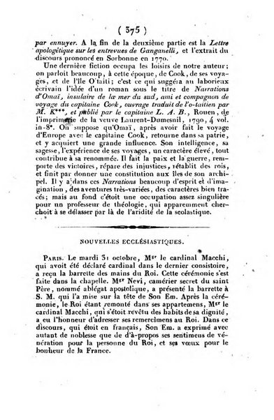 L'ami de la religion et du roi journal ecclesiastique, politique et litteraire