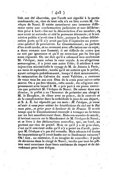 L'ami de la religion et du roi journal ecclesiastique, politique et litteraire