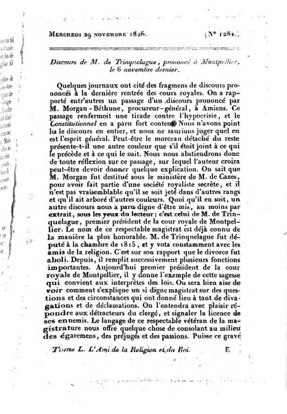 L'ami de la religion et du roi journal ecclesiastique, politique et litteraire