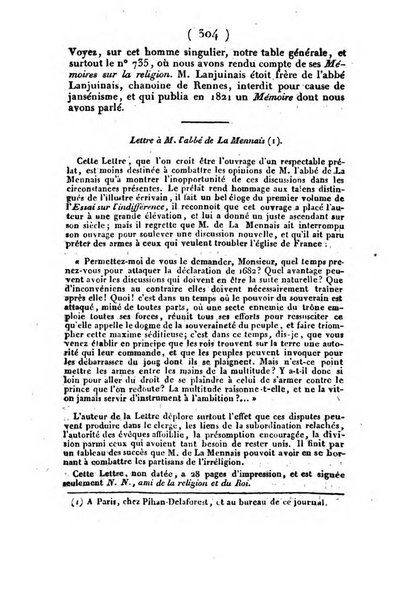 L'ami de la religion et du roi journal ecclesiastique, politique et litteraire