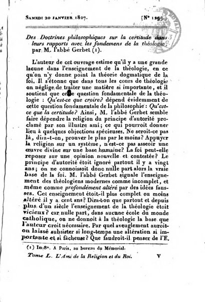 L'ami de la religion et du roi journal ecclesiastique, politique et litteraire