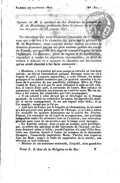 L'ami de la religion et du roi journal ecclesiastique, politique et litteraire