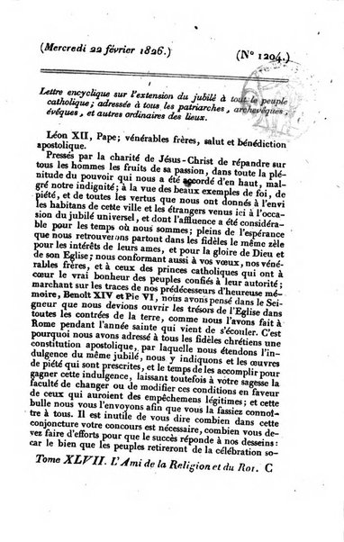 L'ami de la religion et du roi journal ecclesiastique, politique et litteraire