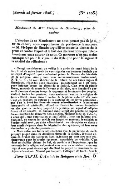 L'ami de la religion et du roi journal ecclesiastique, politique et litteraire