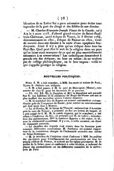 L'ami de la religion et du roi journal ecclesiastique, politique et litteraire