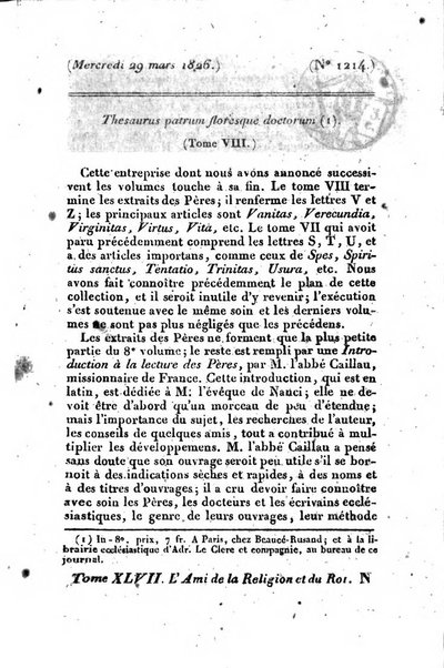 L'ami de la religion et du roi journal ecclesiastique, politique et litteraire