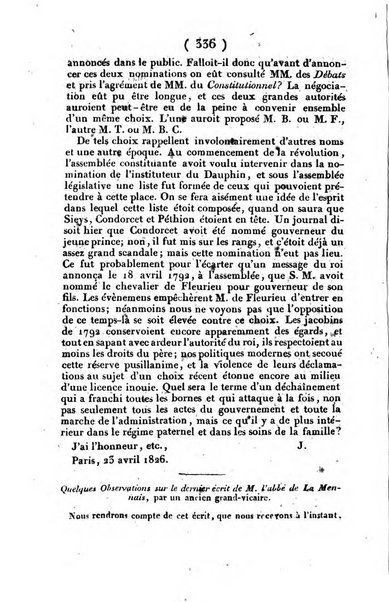 L'ami de la religion et du roi journal ecclesiastique, politique et litteraire