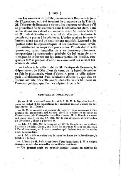 L'ami de la religion et du roi journal ecclesiastique, politique et litteraire