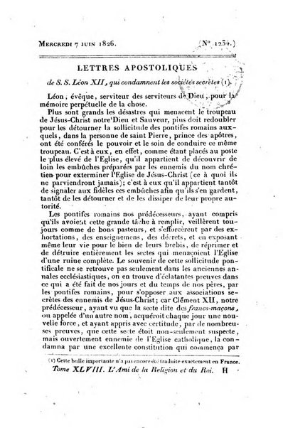 L'ami de la religion et du roi journal ecclesiastique, politique et litteraire