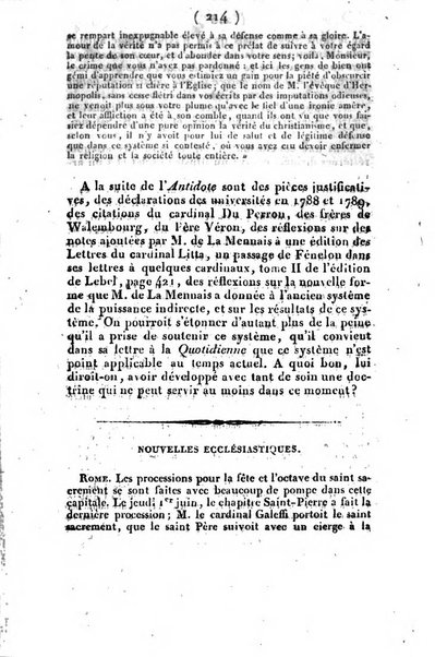 L'ami de la religion et du roi journal ecclesiastique, politique et litteraire