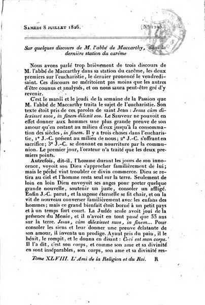 L'ami de la religion et du roi journal ecclesiastique, politique et litteraire