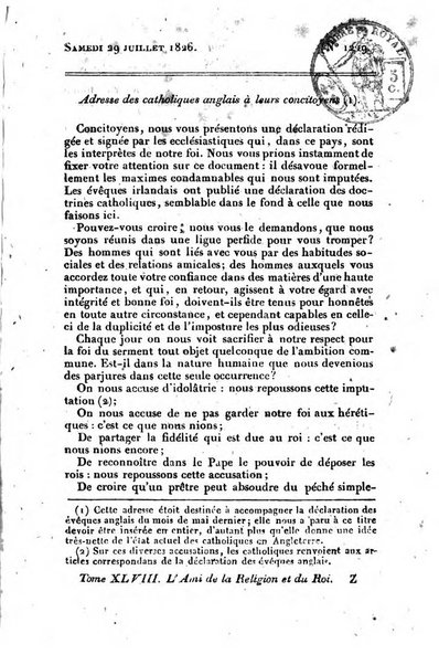 L'ami de la religion et du roi journal ecclesiastique, politique et litteraire