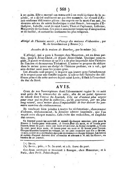 L'ami de la religion et du roi journal ecclesiastique, politique et litteraire