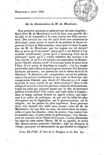 L'ami de la religion et du roi journal ecclesiastique, politique et litteraire