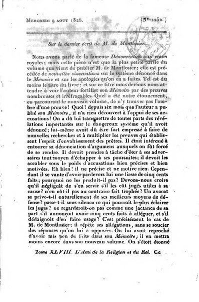 L'ami de la religion et du roi journal ecclesiastique, politique et litteraire