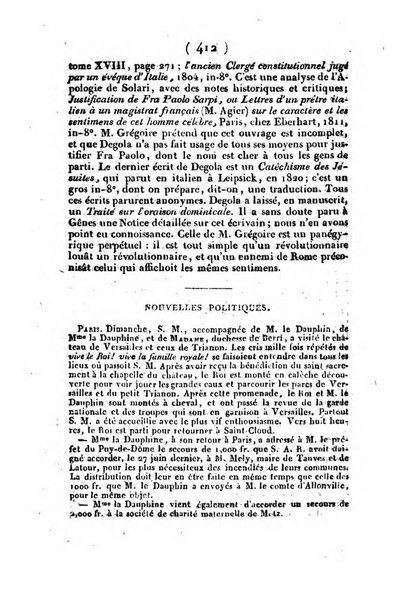 L'ami de la religion et du roi journal ecclesiastique, politique et litteraire