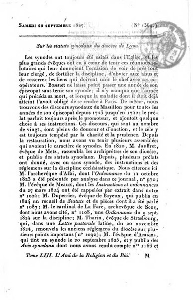 L'ami de la religion et du roi journal ecclesiastique, politique et litteraire