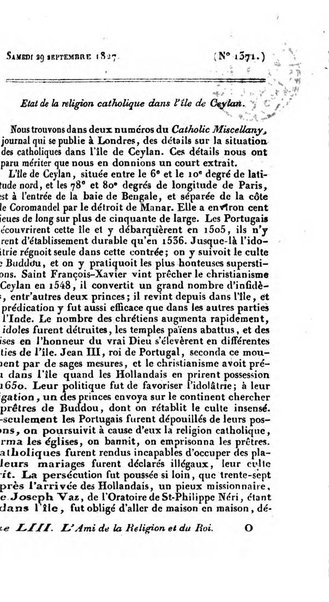 L'ami de la religion et du roi journal ecclesiastique, politique et litteraire