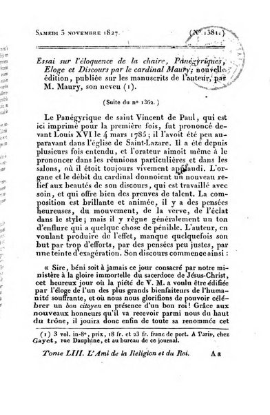 L'ami de la religion et du roi journal ecclesiastique, politique et litteraire