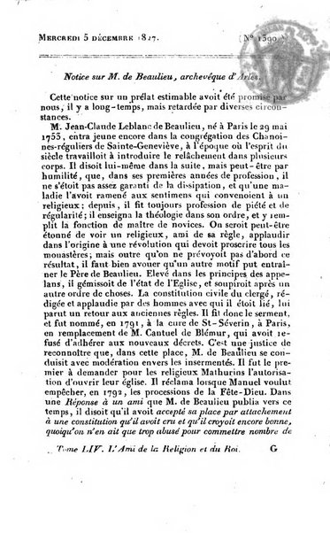 L'ami de la religion et du roi journal ecclesiastique, politique et litteraire