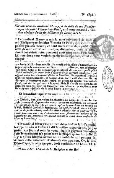 L'ami de la religion et du roi journal ecclesiastique, politique et litteraire