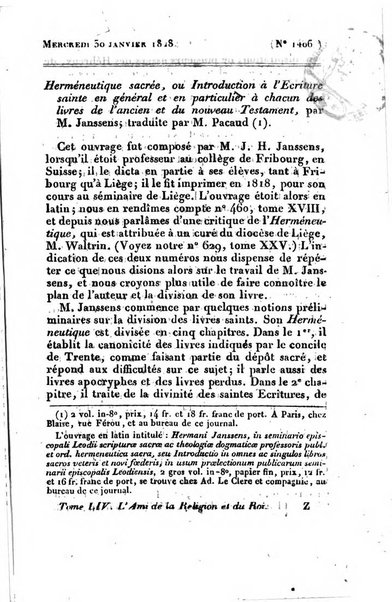 L'ami de la religion et du roi journal ecclesiastique, politique et litteraire