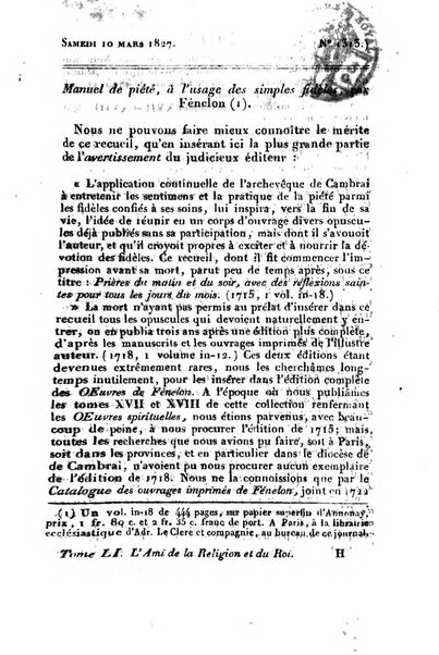 L'ami de la religion et du roi journal ecclesiastique, politique et litteraire