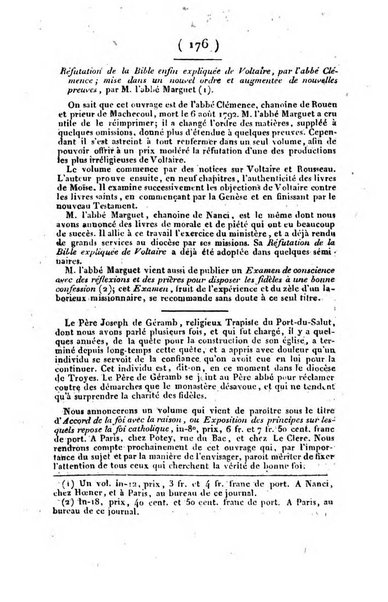 L'ami de la religion et du roi journal ecclesiastique, politique et litteraire