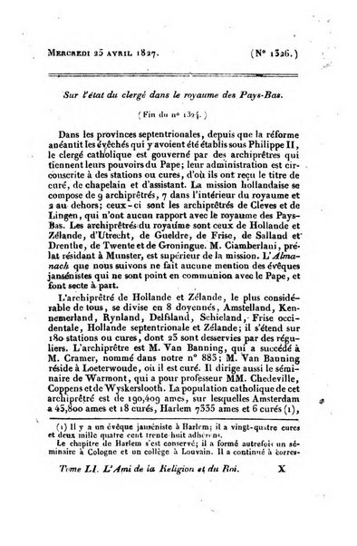 L'ami de la religion et du roi journal ecclesiastique, politique et litteraire