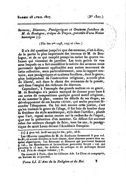 L'ami de la religion et du roi journal ecclesiastique, politique et litteraire