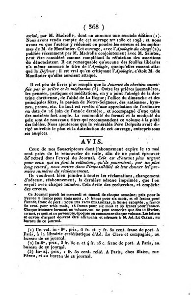 L'ami de la religion et du roi journal ecclesiastique, politique et litteraire