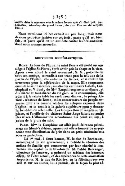 L'ami de la religion et du roi journal ecclesiastique, politique et litteraire