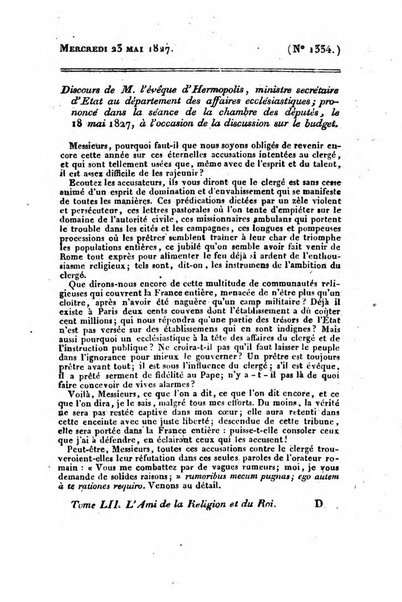 L'ami de la religion et du roi journal ecclesiastique, politique et litteraire