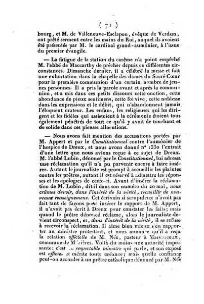 L'ami de la religion et du roi journal ecclesiastique, politique et litteraire