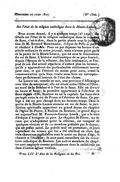 L'ami de la religion et du roi journal ecclesiastique, politique et litteraire